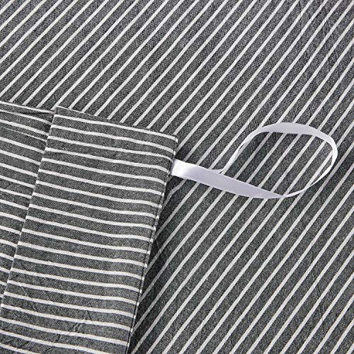 Jellymoni Pinstriped 100% Washed Cotton Linen Like Duvet Cover Set, 3 Pieces Bedding Set With Buttons Closure, Black With White Vertical Ticking Stripes Pattern Duvet Cover King Size(No Comforter) #TOP4