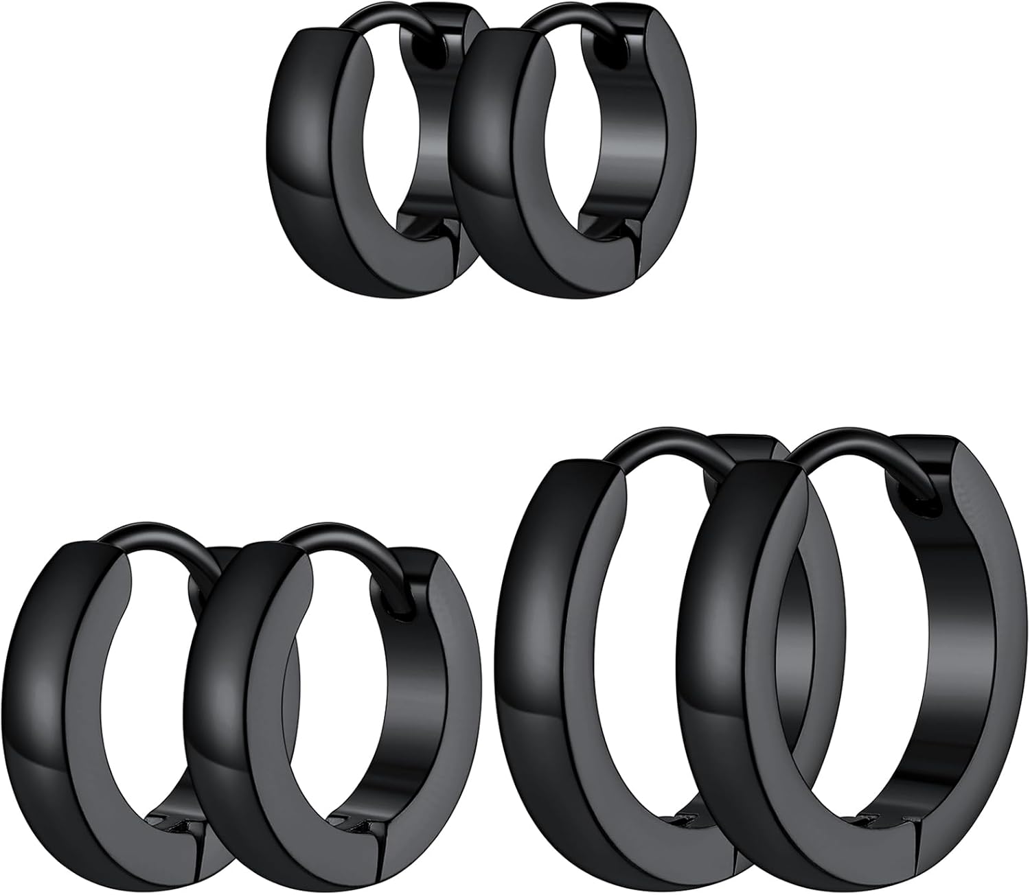 Classic 3/4/5 Pairs Small Hoop Earrings for Men Women Gold/Silver/Black Stainless Steel Huggie Hoop Earring Hypoallergenic Piercing Jewelry Set 7/9/12/14/16mm