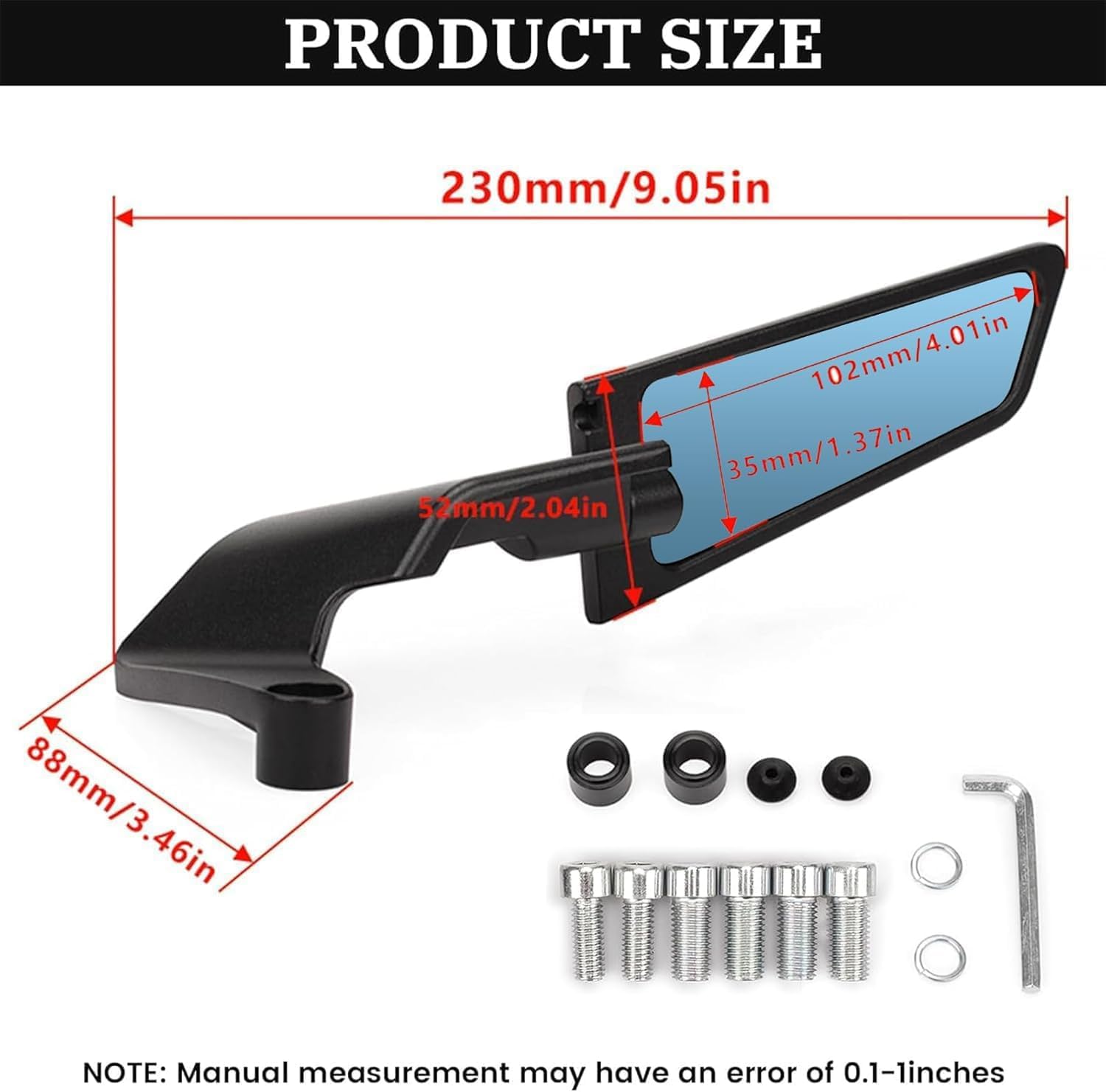 Motorcycle Rear View Mirror Adjustable 360° Rotating Stealth Wind Wing Side Mirrors Compatible with Kawasaki Z650 Z900 Z1000 KTM Duke 390 790 1290 Yamaha MT07 MT09 MT10 Street Bike Mirrors