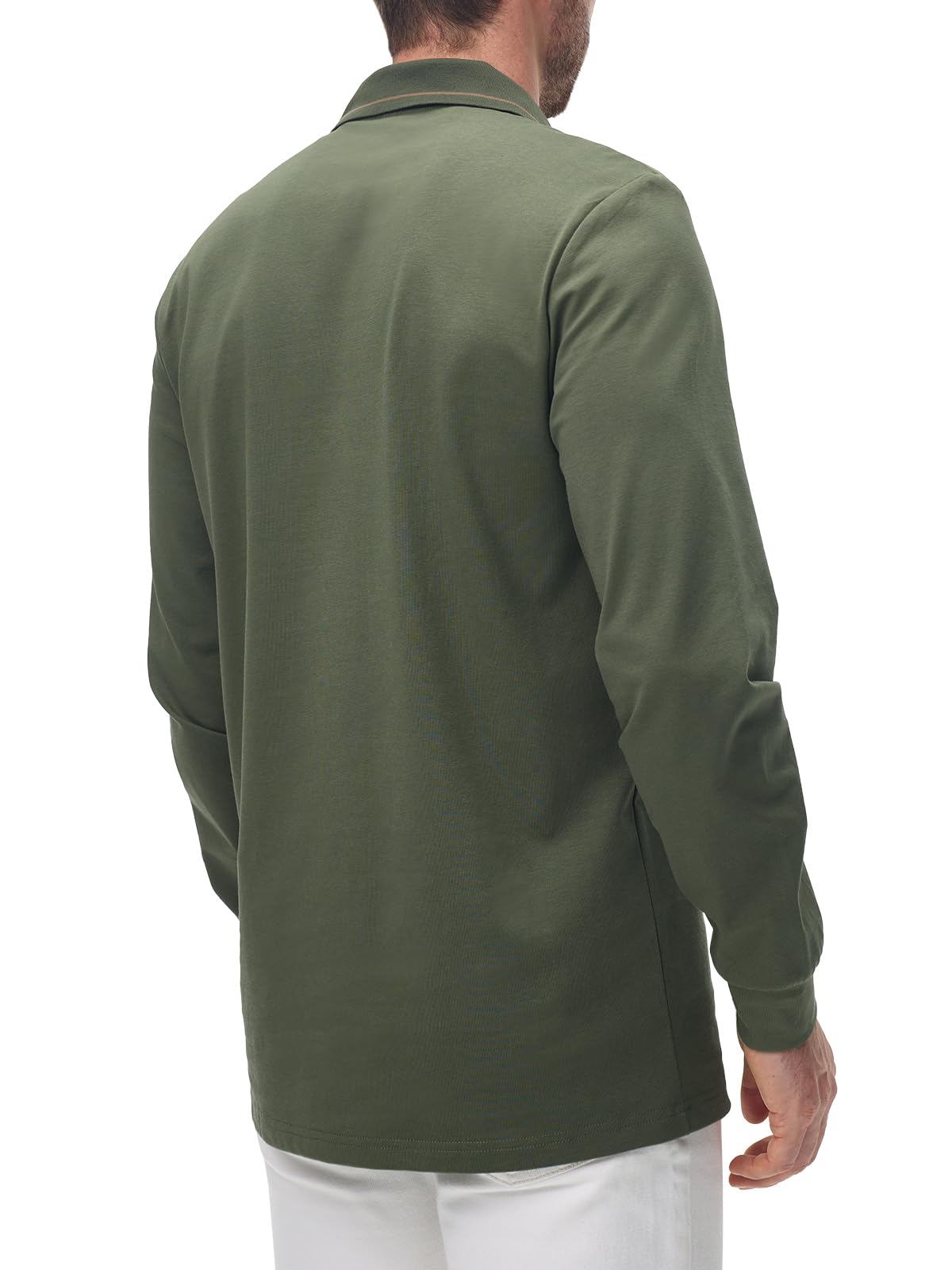 Comilaka Uomo Polo Casual Manica Lunga Poloshirt Top Golf Maglietta Cotone Colori a Contrasto Autunno Inverno Classico