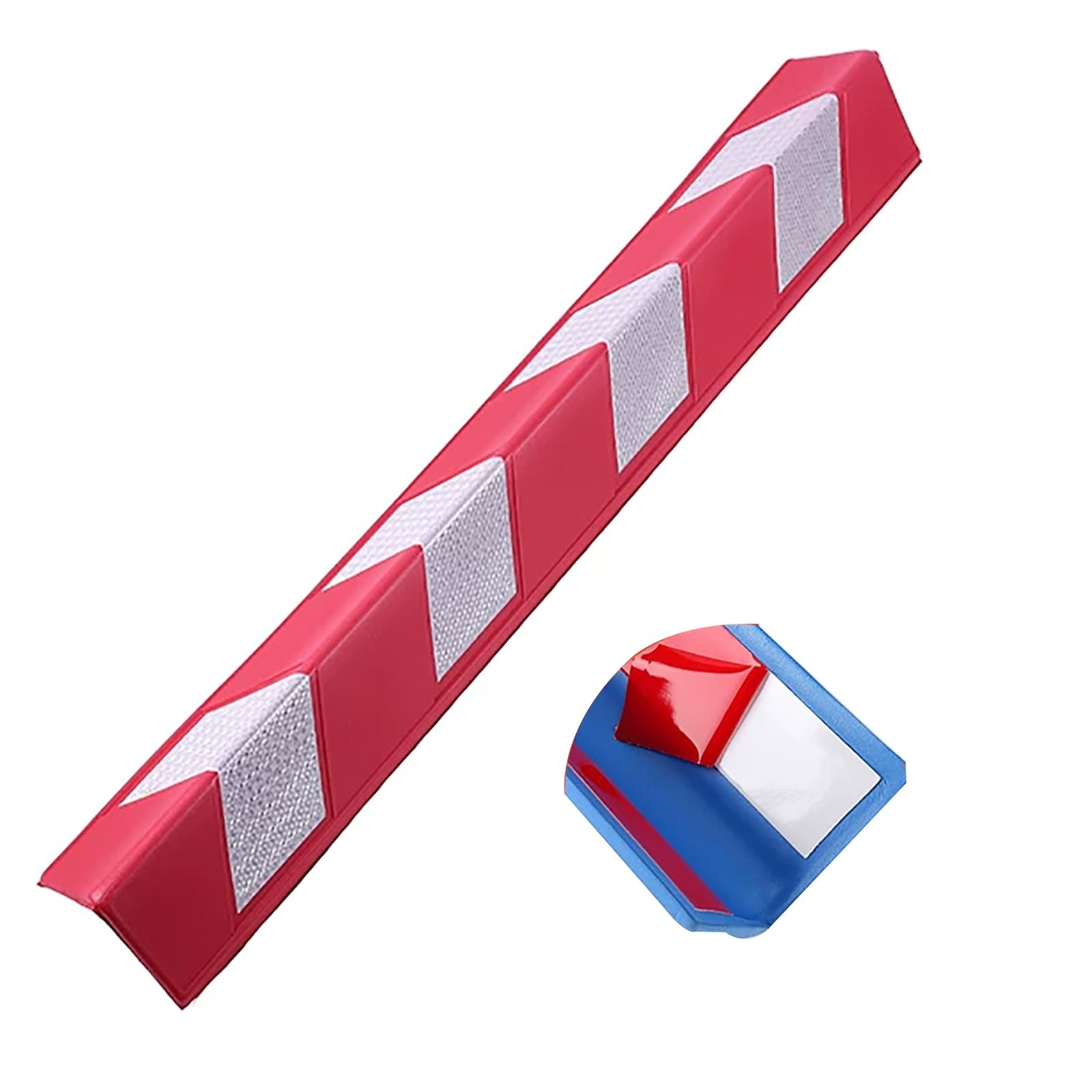Reflective Rubber Foam Wall Corner Guard Set, Self-Adhesive Edge Protector, Weatherproof Bumpers, Night Visibility Crash Protection, for Car Parking, Roads, Trailers(Red)