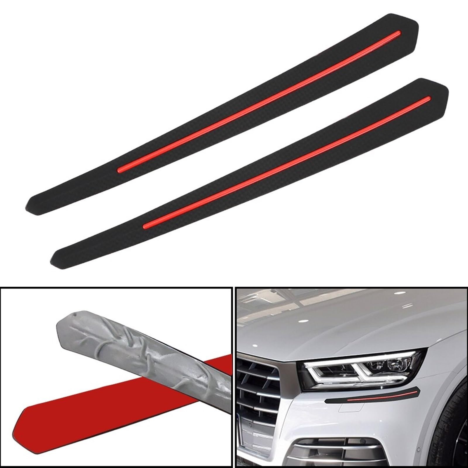 Tira Protectora de Parachoques 2 Protectores anticolisión, Accesorios para automóviles, molduras universales de Fibra Carbono para Parachoques Coche, Decorativas(Azul)