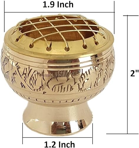 Miniatura 4 de Quemador de incienso dorado con diseño grabado Loban Burner Bakhoor Burner Dhoop Holder