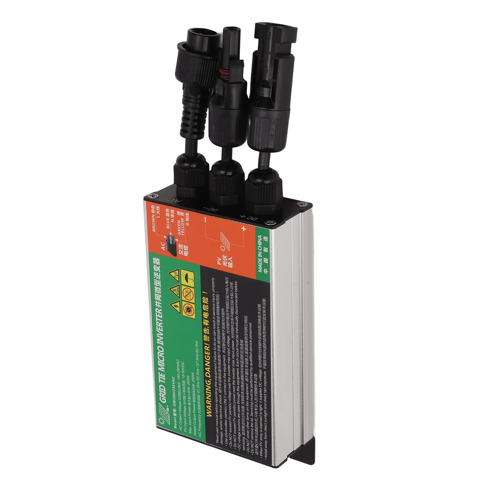 Bediffer Solar-Mikro-Wechselrichter, 260 W, Kleiner Sinus-Wechselrichter für Heim-Solarsysteme, Aluminiumlegierung, 1 Einheit
