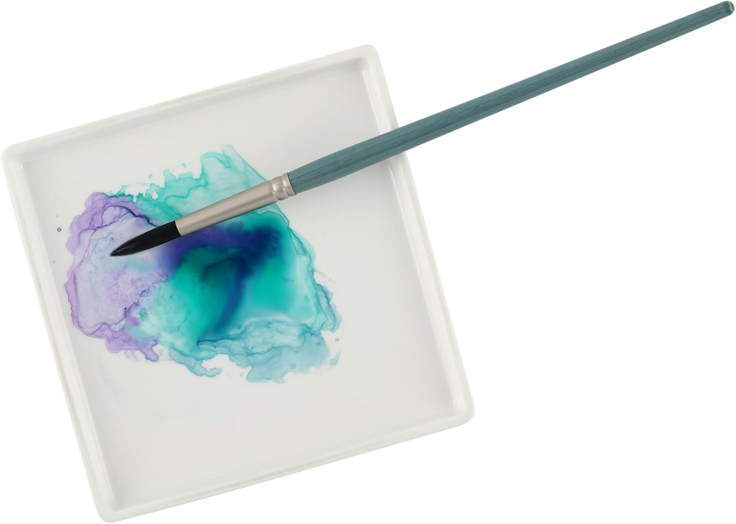 Creative Mark English Glazed Porcelain Palette, Sturdy Construction with 20 Deep Paint Wells for Color Mixing, Palette for Watercolor, Gouache & Oil Paints for Artists, Professionals, Students