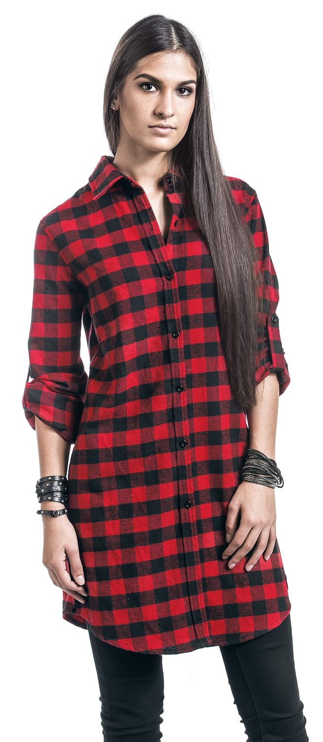 RED by EMP Damen schwarz-rotes Hemdkleid mit Karo Muster