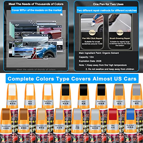 Routooly Touch Up Paint Pen For Cars Scratch Repair Auto Touch Up Paint Scratch Remover Pen Wheel Fill Paint Pen 2-In-1 Car Touch Up Paint Pen Multi-Color Optional For Various Cars - Red #TOP6