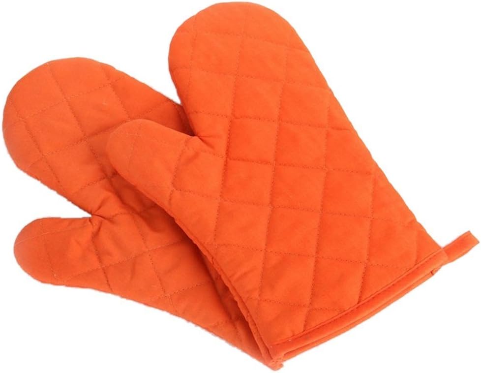 vollter 1 Pair Cotton Oven Glove Kitchen Microwave Oven Heat Resistant Mitts Orange