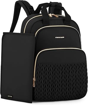 mommore Diaper Bag Backpack, Large Travel Baby Bag for Daily Essentials | Stylish Diaper Backpack for Toddler, Insulated Pockets, Changing Pad & Stroller Straps for Outdoor Trip