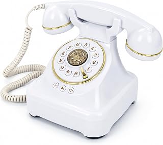 Audio Guest Book Wedding Phone, Retro Audio Phone Guestbook with Clear Voice Recording for Wedding Reception, Bridal Shower, Birthday, Baby Shower, Anniversary, Engagement (White)