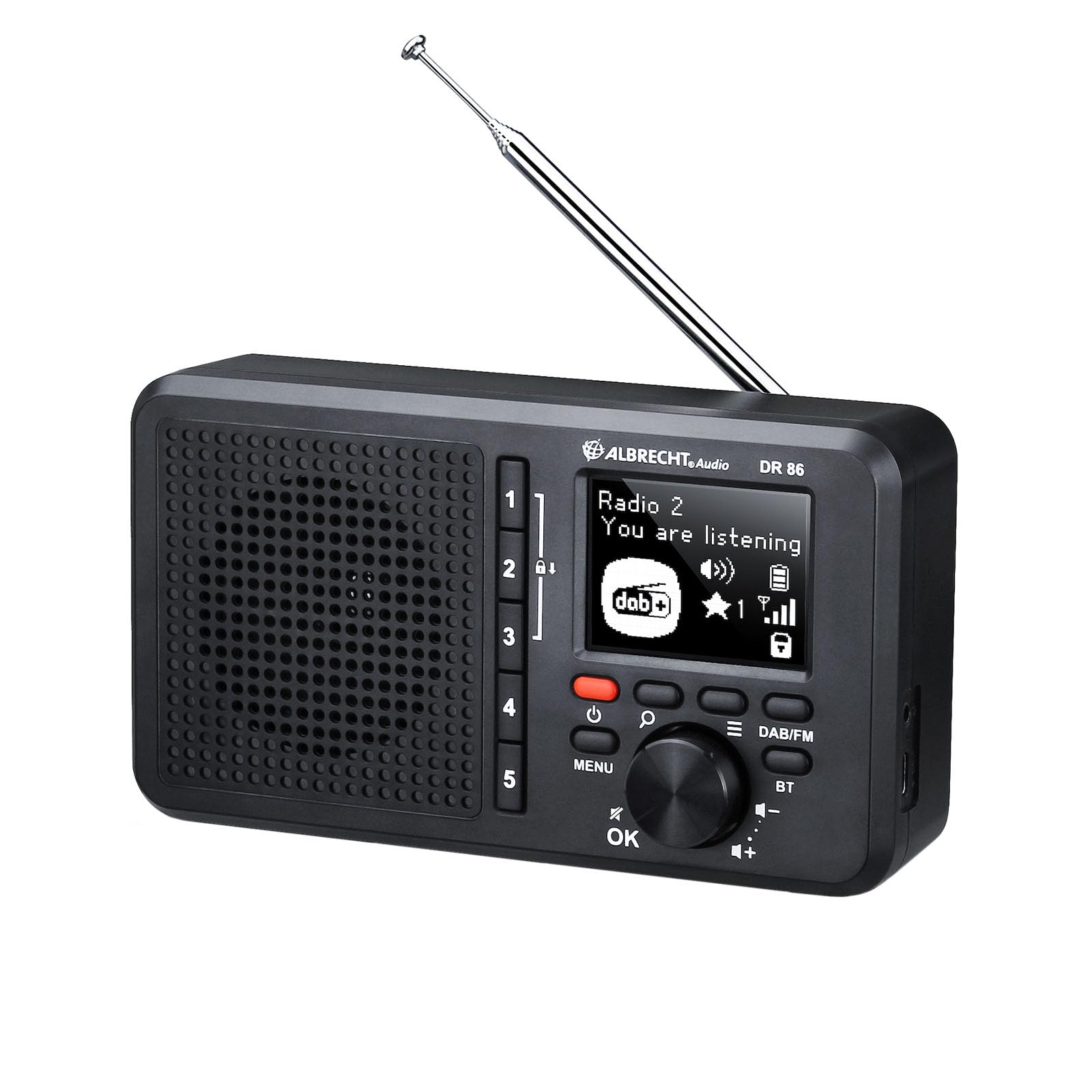 Albrecht DR 86-27861 - Petite Radio pour Personnes âgées - Dab+/FM - Streaming de Musique - Batterie intégrée de 2200 mAh - Transparent