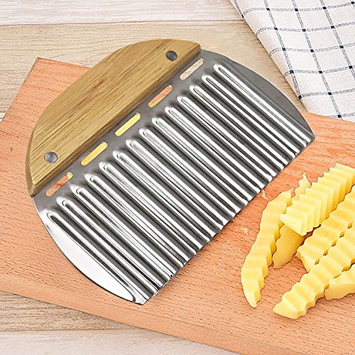 Image of Trifecta Potato Slicing Knife, Wavy Blade Knife, Wave French Fries Slicer, Stainless Steel French Fries Cutter Kitchen Tools for Vegetable