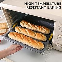 Vista 6 de Non-Stick Silicone Perforated French Bread Pan with Steel Frame, Perfect for Creating a Crisp, Golden-brown Crust, Baking 4 Waves Loaves Each Loaf