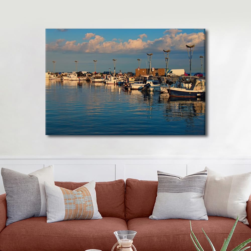 Wall Decorations for Living Room Fishing Boat Canvas Art Prints Landscape Posters & Prints 1 Piece Canvas Wall Art Canvas Artwork Wall Decor Canvas Wall Art Ready to Hang, 60x90cm