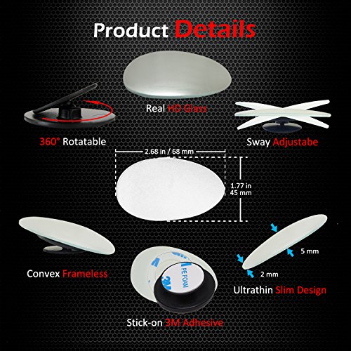 Ampper Oval Blind Spot Mirrors, Frameless 360 Degree Adjustabe Hd Glass Convex Wide Angle Rear View Car Suv Stick On Lens (Pack Of 2) #TOP2