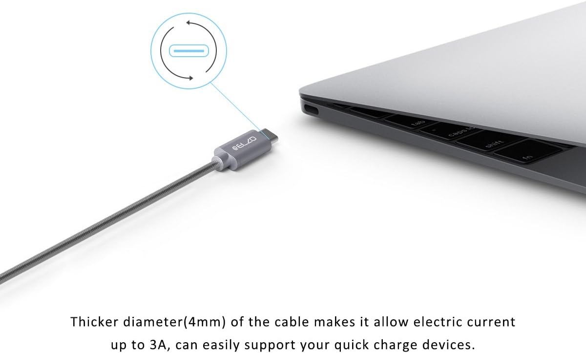 ELZO USB C Cable, USB C Fast Charge (6FT/1.8M) Nylon Braided Type C Charging Cord for for Samsung Galaxy a40 a10 a70 S10 S9 S8 Plus Note 9 8, Huawei P30 P20 P10 Mate 20, Pixel,OnePlus 5