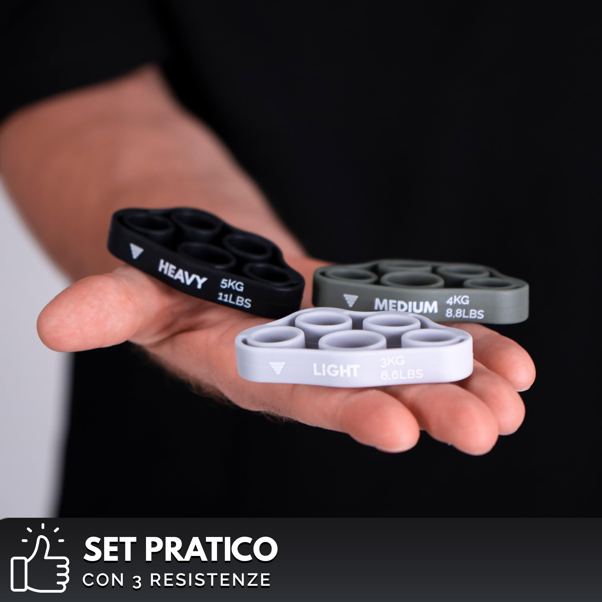 GORNATION Finger Trainer, Set Allenatore Dita e Avambracci con 3 Livelli di Resistenza per Migliorare la Forza della Presa, Attrezzatura Compatta per Calisthenics e Fitness