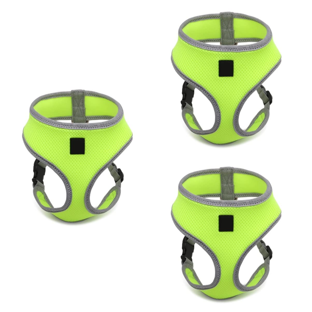 POPETPOP 3pièces pour Chiens Et Chats Gilet De Sécurité Ajustable Fluorescent Vert Ceinture De Traction Confortable pour Animaux De Compagnie