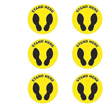 LiteMark Circular Carpet Signs | Stand Here | Social Distancing 6, Large - 12 inch