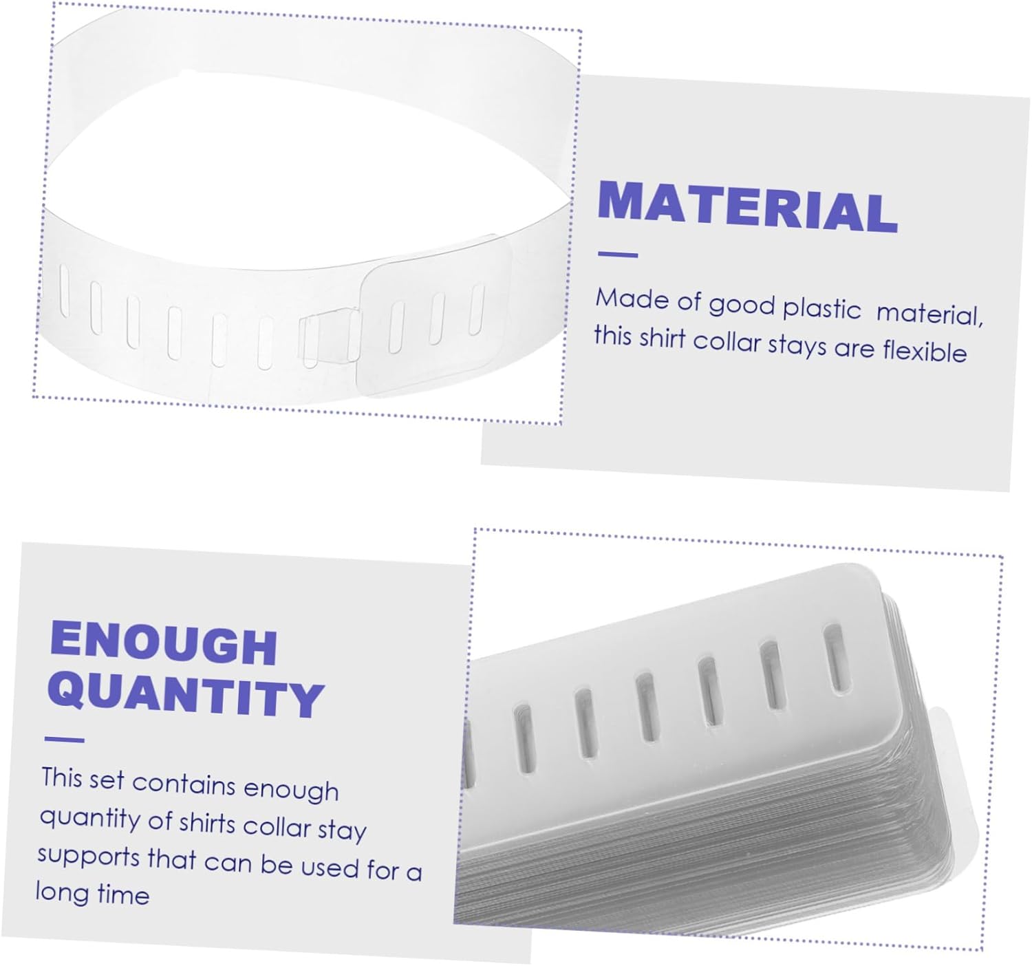 Homoyoyo 100pcs Collar Stays for Men Plastic Collar Supports for Shirts Lightweight Portable Smooth Surface for Easy Use for Travel Everyday Wear