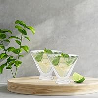 Vista 5 de Oggi Vaso aislado de doble pared Martini, ideal para martinis y cócteles como el Manhattan Daiquiri Cosmopolitan, se mantiene fresco durante más