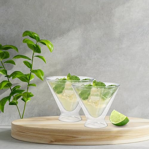 Miniatura 5 de Oggi Vaso aislado de doble pared Martini, ideal para martinis y cócteles como el Manhattan Daiquiri Cosmopolitan, se mantiene fresco durante más