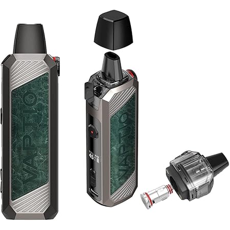 Amazon 最新ベイプ 電子タバコ Vape パワー調節機能付き Vaptio Pago Kit 爆煙 大容量1500mah りバッテリー 45w 禁煙サポート コンパクト Ledスクリーン 軽量 4 3ml 視覚化タンク付き ニコチンなし 緑 Vaptio 電子たばこ