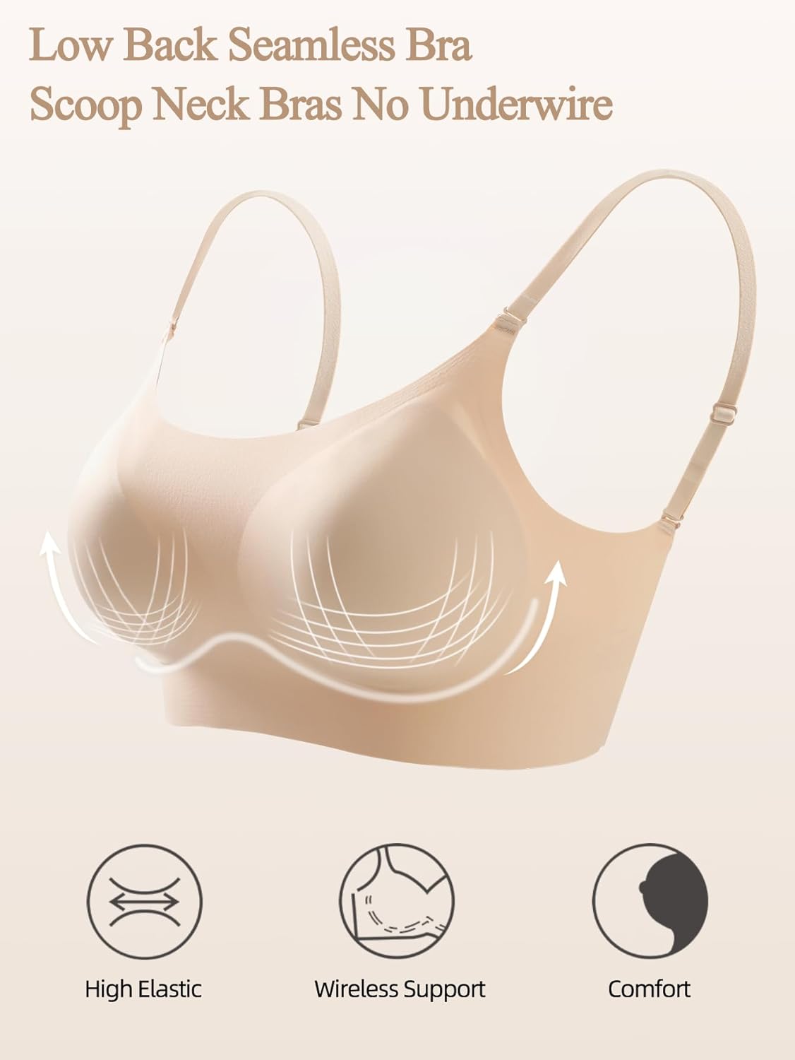 Low Back Bra - Padded Bralette Seamless Bras for Women No Underwire Scoop Neck Convertible Straps Halter Backless Bras - Image 7