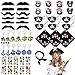 Xingsky 52 Pezzi Compleanno Party Accessori Pirata, Pirati Tatuaggi Temporanei, Pirata Keychain, Pirata Anelli, Maschera, Bandana Pirata, Pirata Moustache, Festa Halloween Compleanno Carnevale
