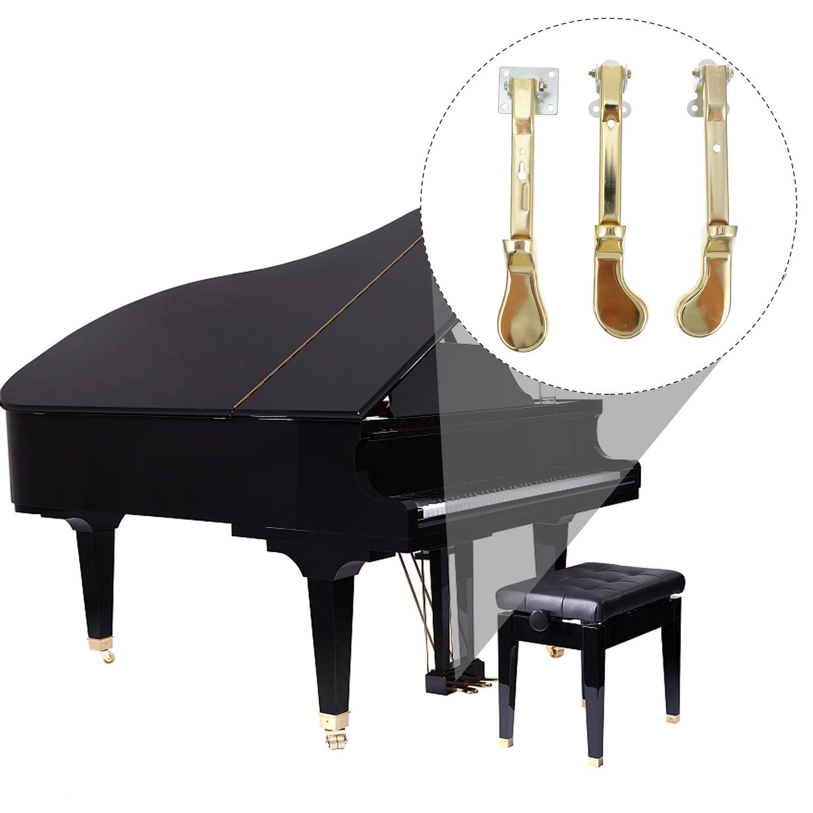 FOMIYES Suministros para Piano 3 Pedales Metálicos Dorados para Piano Vertical Accesorios para Músicos Profesionales