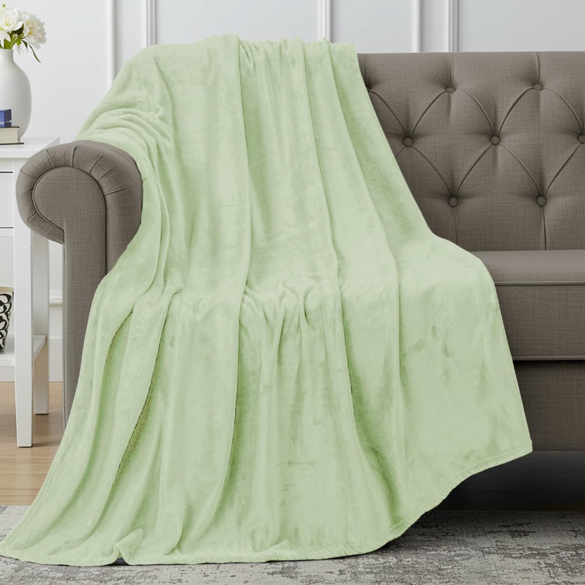 Utopia Bedding Fleece Throw Blanket 127x152cm – Soft Warm Lightweight Breathable Small Versatile Luxury Decorative Throws For Sofa, Bed, Chair & Settees – Cosy Home Gift For Adults, Sage Green — image 1