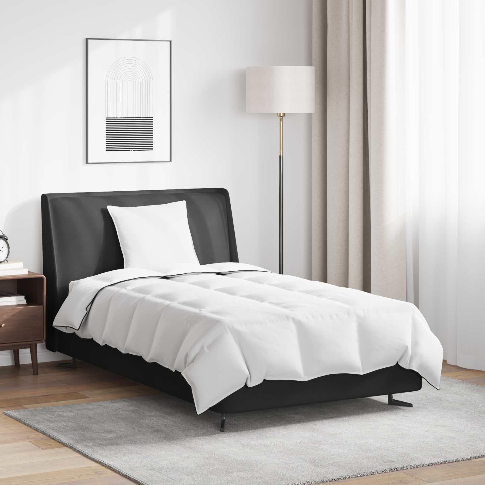 Duvet zimowy z poduszką, 2 sztuki, biały puch kaczki, 220 x 140 cm | Wypełnienie Premium, pikowany wzór, można prać w pralce, kompletny zestaw do spania