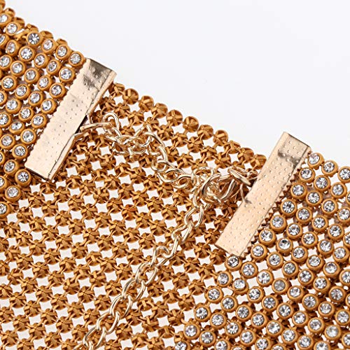 oshhni Mulher Cristal Strass Metal Tanque Corpo Corrente Sutiã Clube Festa - Ouro