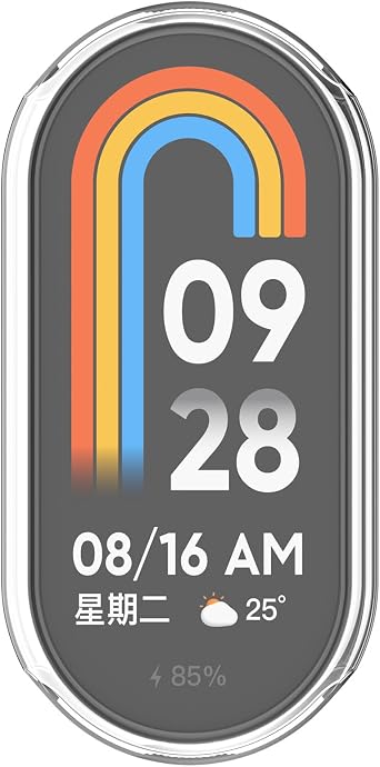 FitTurn 1 Pack Screen Protector Case Compatible with Xiaomi band 10 9 Ceramic Edition/MI 8, Soft TPU Plated Bumper Full Protective Cover Cases Scratch-Proof for MI 10 9 Ceramic Edition/MI 8 Clear