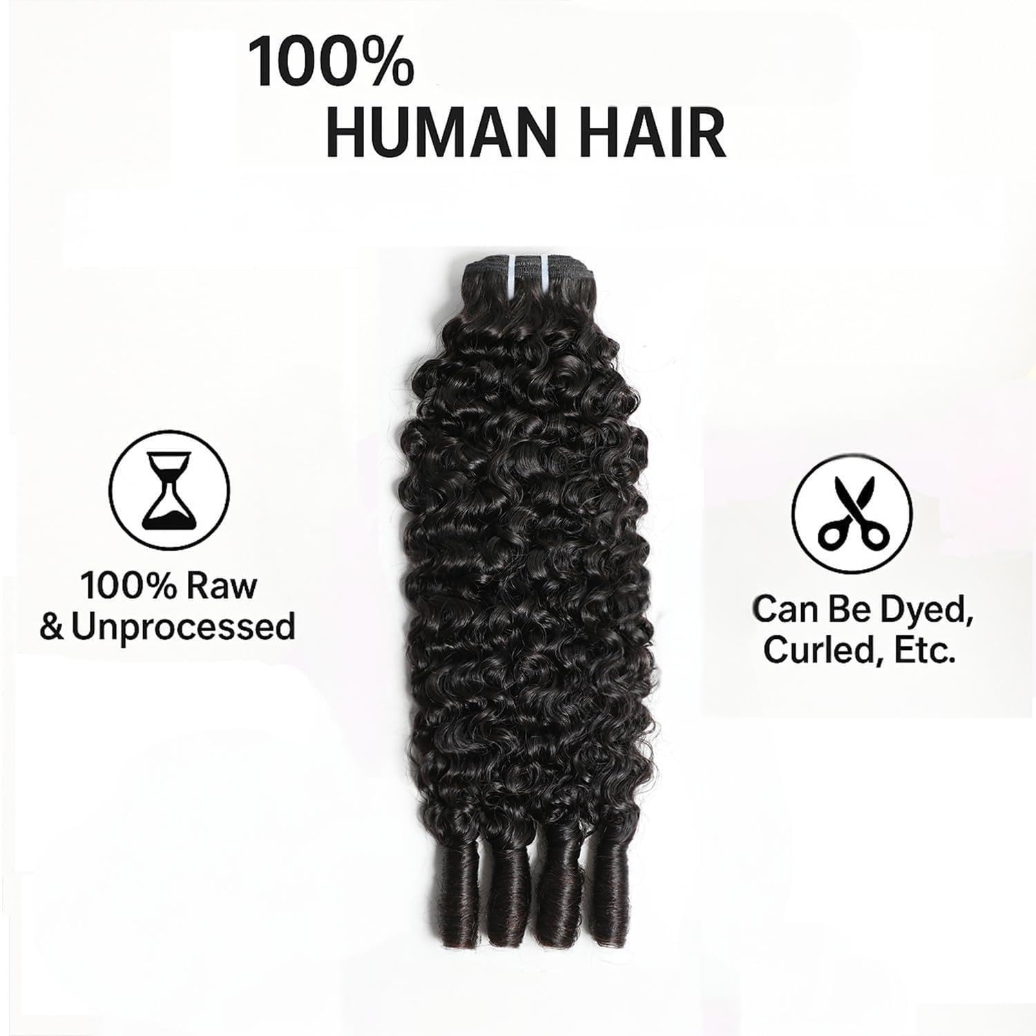 Burmese Curly Bundles Human Hair 18 Inch Human Hair 1 Bundles 100% Unprocessed Quick Weave 3c4a Real Human Hair Extensions Natural Black