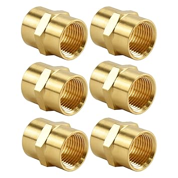 (6 Pack) Besosay Brass Coupler Reducer Adapter, 3/8