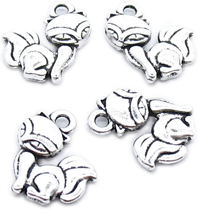 750 Pieces Antique Silver Tone Jewelry Charms Suppliers Arts Crafts Making Beading Findings Crafting KR2N1P Catoon Fox