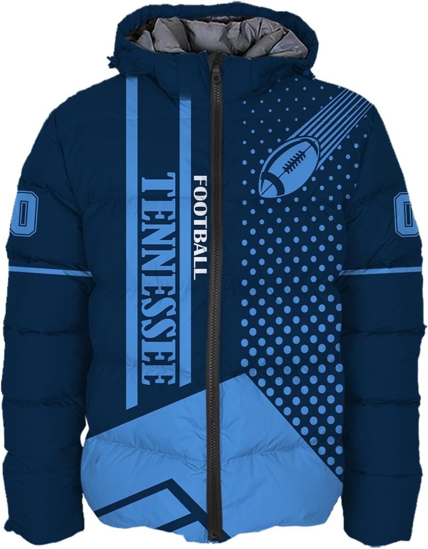 Mens Football Colors Custom Name Number Logo Lightweight Water-Resistant Down Jacket Puffer Coat S-5XL