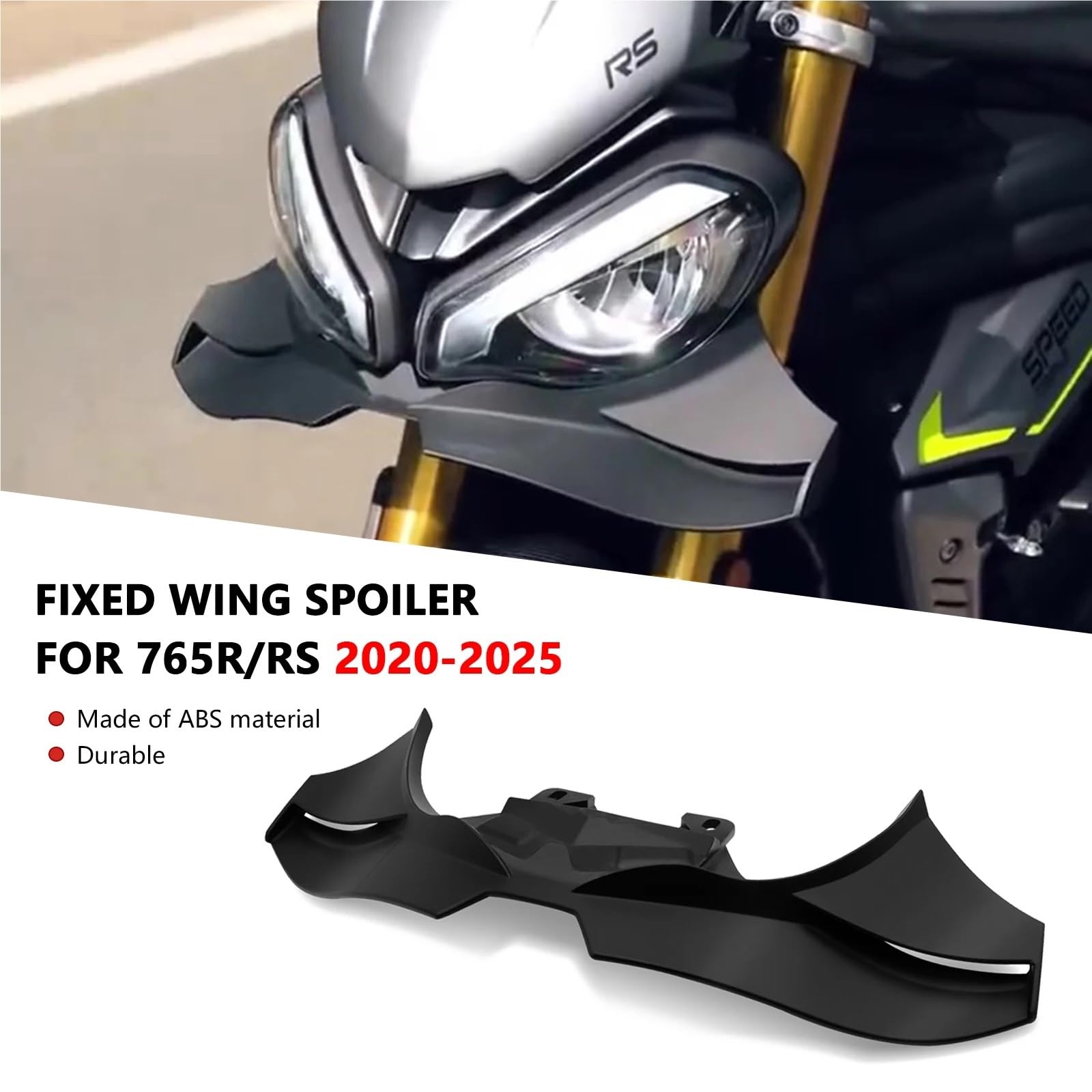 Front Bumper Splitter dachowy Pasuje do Street Triple 765RS 765 R RS 2020-2025 Spoiler przedniego dziobu winglet motocyklowy