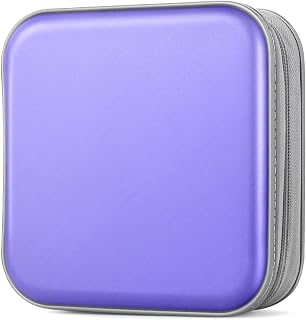 CD Case, DVD Case Wallet Holder Binder 48 Capacity CD/DVD Cases Storage Holder Binder Organizer Wallet Book for Car Home Travel (Light Purple)