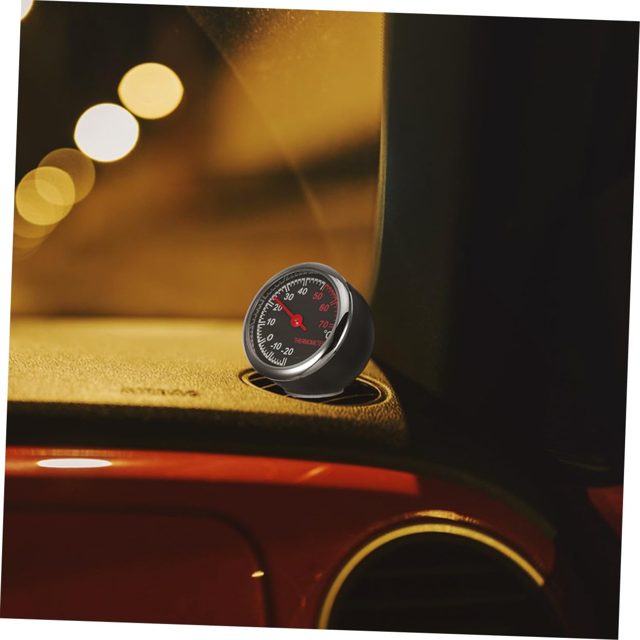 2pcs Metal Vehicle Thermometer with High-Precision Sensor Compact Mechanical Car Dashboard Temperature Gauge for Accurate Interior Monitoring and Lightweight Design