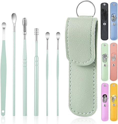 Miniatura 25 de Kit de 6 piezas de eliminación de cera de oído, juego de herramientas de limpieza de oídos, limpiador de cuuretas de oídos, diseño en espiral de Azul