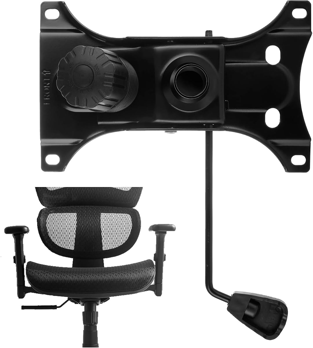 Piezas de repuesto para silla de oficina, piezas de repuesto para mecanismo de control de inclinación giratoria de silla de oficina de 500 libras, orificios de montaje de 6,3 x 10,2 pulgadas, base de inclinación giratoria, color negro