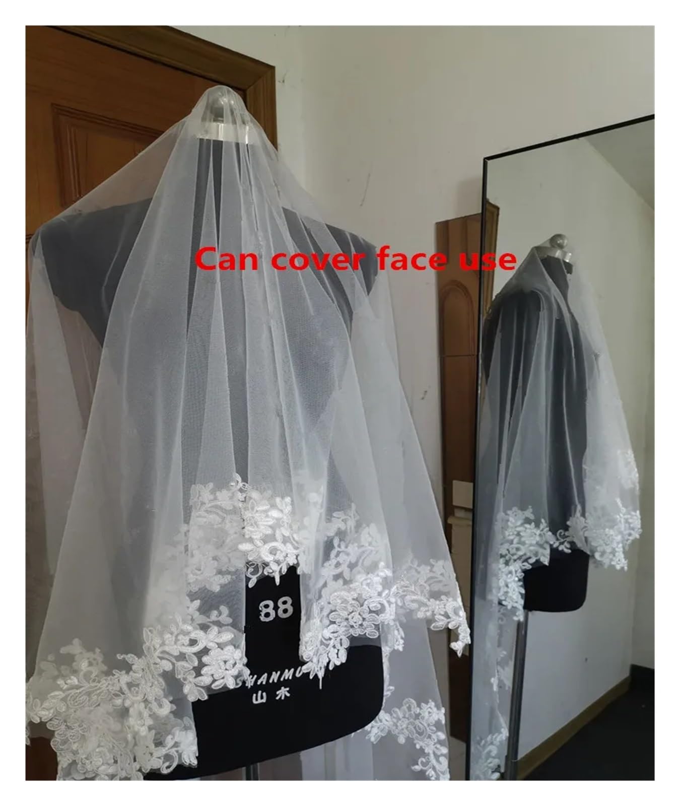 Wedding Veil style 45011284 Ivory and White Ivory Lace Veil - Etsy main image 3