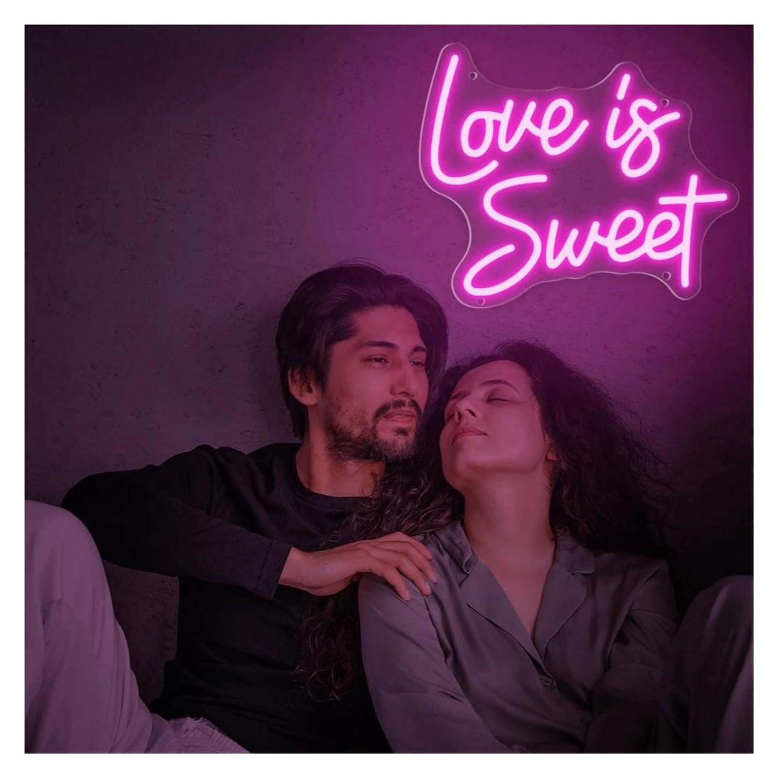 Luz de Diseño de Digital Letrero Con Letras De Luces De Neón Love Is Sweet, Decoración De Pared De Tienda De Postres Regulable Alimentada Por USB, Neón De 24,8cmx30cm