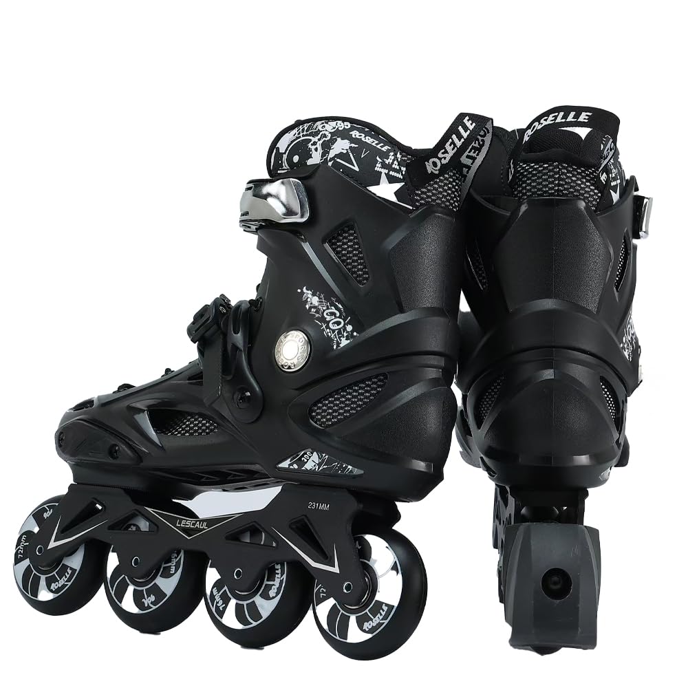 Yehfurs Professional Inline Skates, Outdoor Unisex Fitness Roller Skate for Adult, Men and Women, Boy and Girl(Black, Size 4-12) (Men 9.5/Women 10.5)