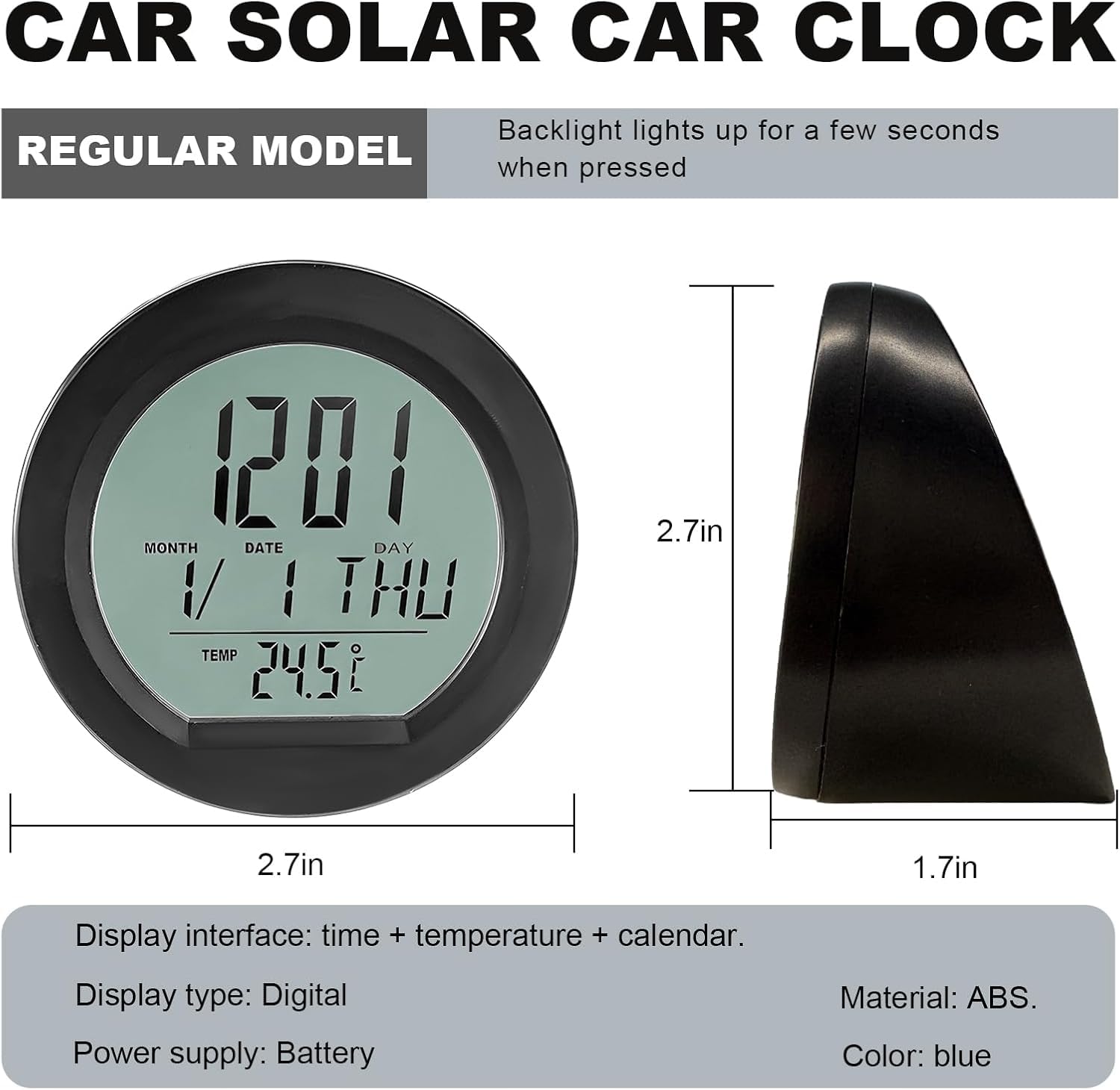 Thermomètre Horloge LCD Digital Pour Voiture Rétro-éclairage