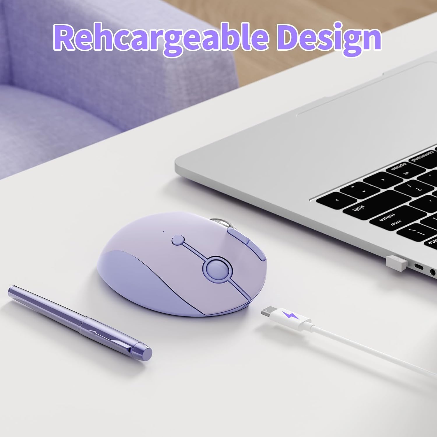 seenda Wireless Trackball Mouse, Bluetooth - Ergonomic Rollerball Mouse Rechargeable, 3 Device Connection Optical Mice Adjustable DPI Thumb Control Mice Compatible for Mac/Android/Windows-Light Purple