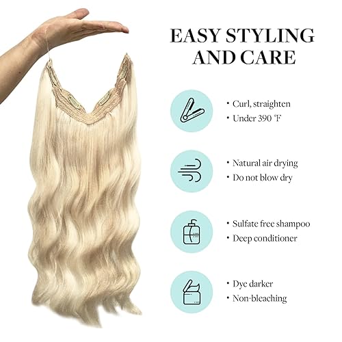 Miniatura 7 de DOORES Extensiones de cabello humano con alambre, rubio platino, 3.43 oz, 16 pulgadas, extensiones de cabello humano real, alambre transparente,