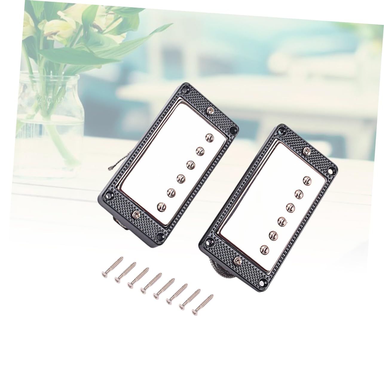 Set di 2 Pickup per Chitarra Elettrica in Lega, con Viti | Pickup per Chitarra Elettrica Humbucker, Nero, Microfonicità Ridotta e Cerato, per Ponte e Manico